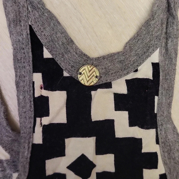 🛍Macbeth Collection Black and White Geometric Print Racerback‎ Tank Womens S - Picture 4 of 7